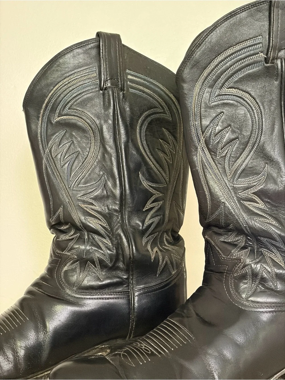 Vintage Tony Lama Black Leather Cowboy Boots Men’s 10 D Made in the USA